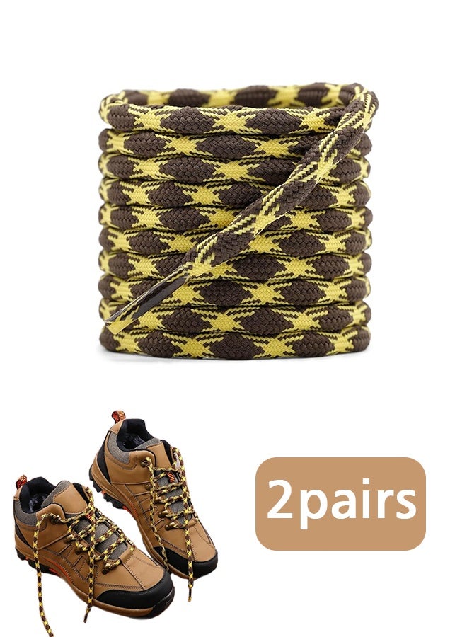 Lemon 2 Pairs Round Wave Shape Non Slip Heavy Duty and Durable Outdoor Climbing Shoelaces Hiking Shoe Laces Shoestrings - Image 1